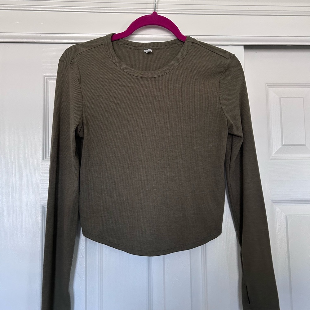 Olive Green Long Sleeve Women's Top